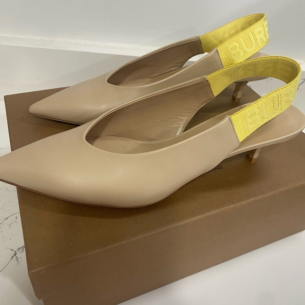 Burberry Beige and Yellow Slingback Heels